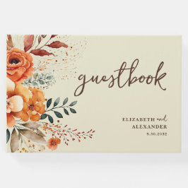 Livro De Visitas Casamento botânico de tons quentes florais autônom