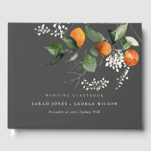 Livro De Visitas Casamento Botânico do Blossom Laranja da cinza Ru