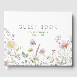 Livro De Visitas Casamento Botânico Elegante de Pastel Molho Pastel