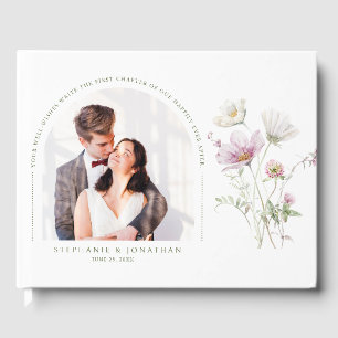 Livro De Visitas Casamento Botânico Elegante de Pastel Molho Pastel