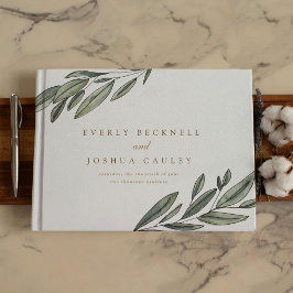 Livro De Visitas Casamento Botânico Evergreen Romântico