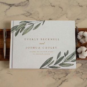 Livro De Visitas Casamento Botânico Evergreen Romântico