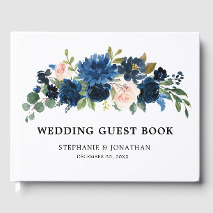 Livro De Visitas Casamento Botânico Rosa Rosa Rosa Marinho Azul