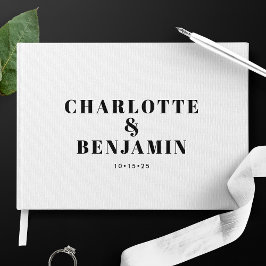 Livro De Visitas Casamento Branco e Preto Minimalista Moderno e Ous