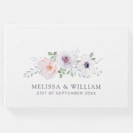 Livro De Visitas Casamento Branco Floral Rosa Anemone Lilac