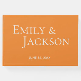 Livro De Visitas Casamento Branco Laranja Moderno Minimalista