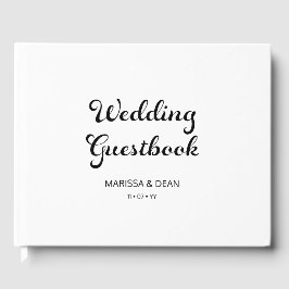 Livro De Visitas Casamento Branco Minimalista do Script Moderno do