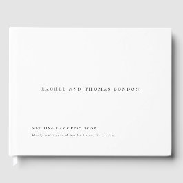 Livro De Visitas Casamento Branco Negro de Script Elegante Minimali