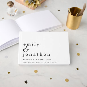 Livro De Visitas Casamento Branco Negro Minimalista Simples