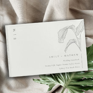 Livro De Visitas Casamento branco preto de esboço de palma mínimo