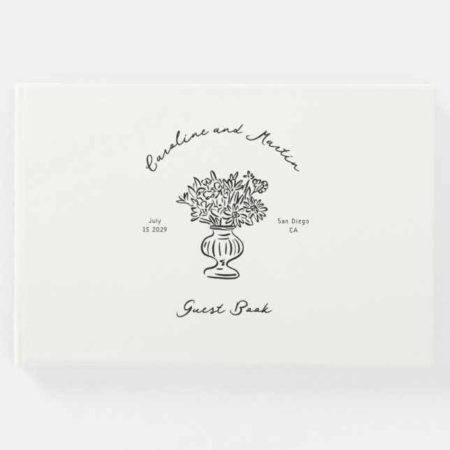 Livro De Visitas Casamento branco, puxado à mão (Frente)