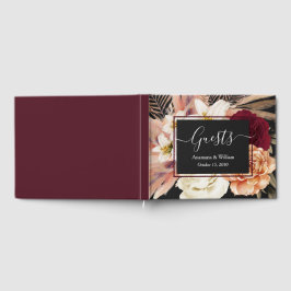 Livro De Visitas Casamento Burgundy Floral Elegante
