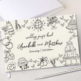 Livro De Visitas Casamento Caprichoso Vintage Desenhado à Mão