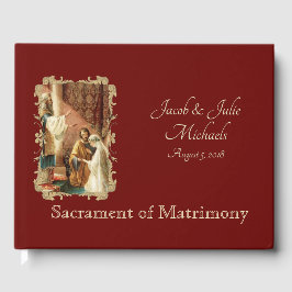 Livro De Visitas Casamento Católico Tradicional Maroon Dourado