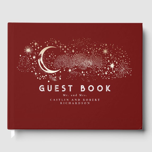 Livro De Visitas Casamento Celestial da Noite Estelar Crescente (Frente)