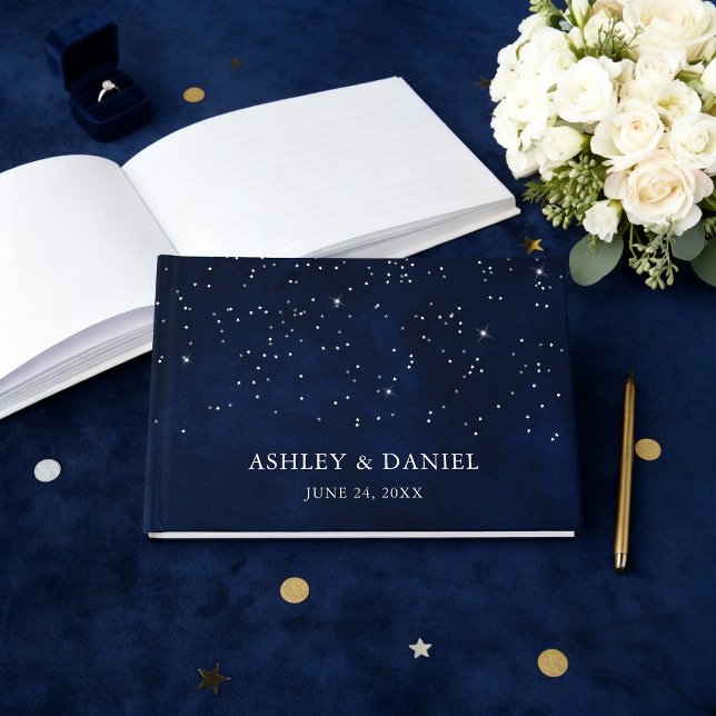 Livro De Visitas Casamento Celestial de Estrelas da Noite Azul Casa (Customize to change text size or text style.)