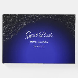 Livro De Visitas Casamento celestial Lua cheia e estrelas azul-de-m