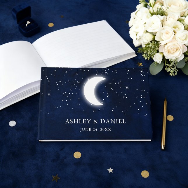 Livro De Visitas Casamento Celestial Noite Azul Estrelas Casamento  (Customize to change text size or text style.)