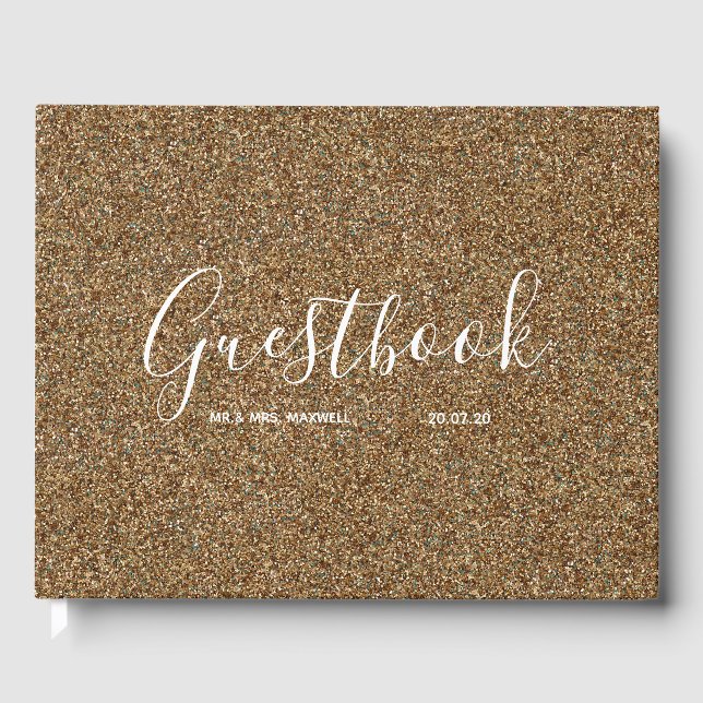 Livro De Visitas Casamento Chic com Brilho Dourado (Frente)