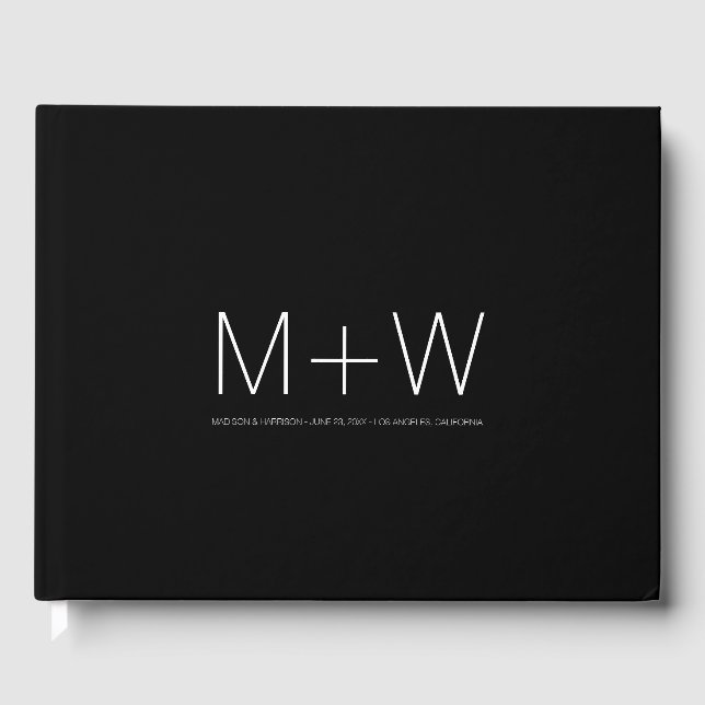 Livro De Visitas Casamento chic elegante e personalizado preto mini (Frente)
