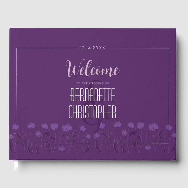 Livro De Visitas Casamento Chic Moderno Elegante Simples Lavanda Ro (Frente)