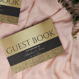 Livro De Visitas Casamento Chic Preto e Dourado