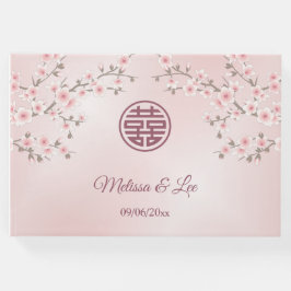 Livro De Visitas Casamento Chinês Rosa-Rosa-Cerejeira