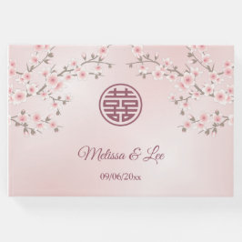 Livro De Visitas Casamento Chinês Rosa-Rosa-Cerejeira