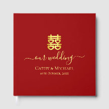 Casamento chinês vintage vermelho coração dupla fe