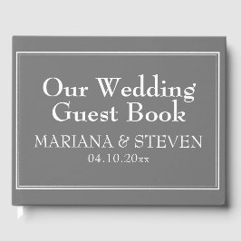 Livro De Visitas Casamento Cinza Minimalista Moderno