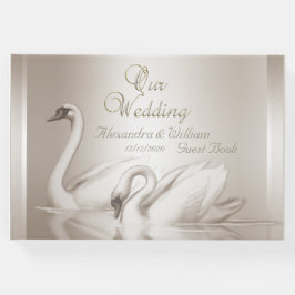 Livro de Visitas Casamento Cisnes Damasco Creme Br