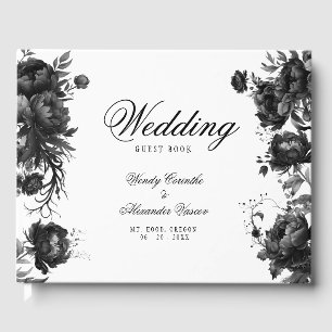 Livro De Visitas Casamento Clássico Branco Monograma Crest