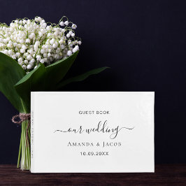 Livro De Visitas Casamento clássico branco preto elegante