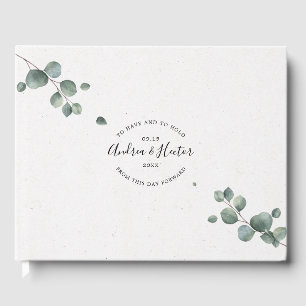 Livro De Visitas Casamento clássico do eucalipto simples elegante