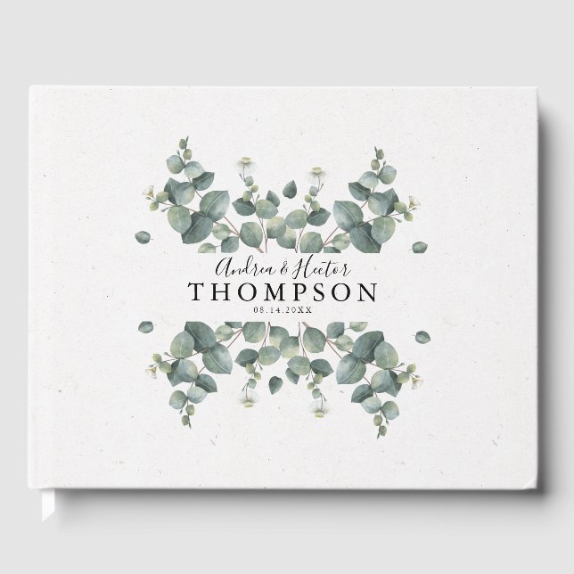 Livro De Visitas Casamento Clássico Elegante Eucalyptus (Frente)