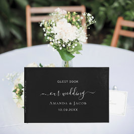 Livro De Visitas Casamento clássico elegante preto e branco