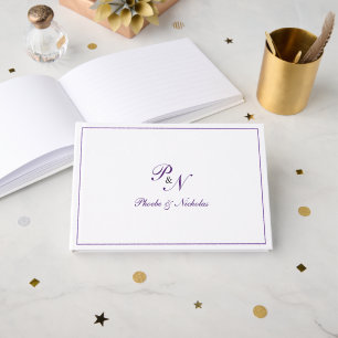 Livro De Visitas Casamento Clássico Elegante Roxo Real