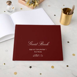 Livro De Visitas Casamento Clássico Moderno Formal Burgundy Profund