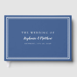 Livro De Visitas Casamento Clássico Moderno Minimalista Azul Chic B