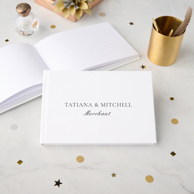 Livro De Visitas Casamento Clássico Preto e Branco Elegante (Frente aberta)