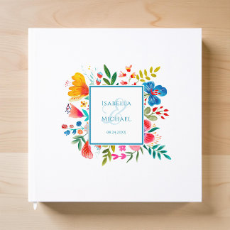 Livro De Visitas Casamento Colorido de Flores de Vinho Selvagem