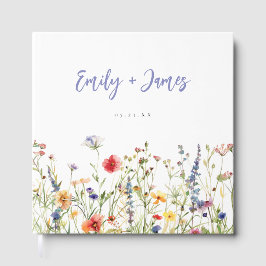 Livro De Visitas Casamento Colorido de Flores Selvagens