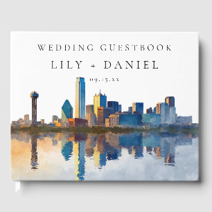 Livro De Visitas Casamento com aguarela do horizonte de Dallas