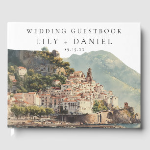 Livro De Visitas Casamento com Aquarela Italiana de Amalfi