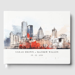 Livro De Visitas Casamento com Aquarelas da Cidade de Boston Massac