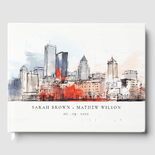 Livro De Visitas Casamento com Aquarelas da Cidade de Boston Massac