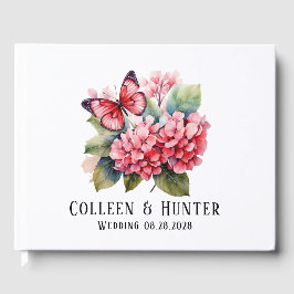 Livro De Visitas Casamento com Borboleta-Borboleta-Rosa-Blush