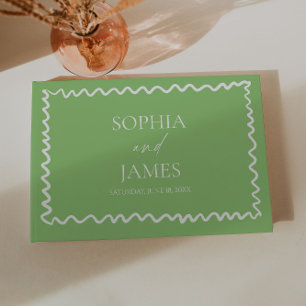 Livro De Visitas Casamento com Borda Ondulada Verde Cítrico Caprich