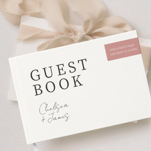 Livro De Visitas Casamento com Casal Rosa Migre e Cinza Minimalista
