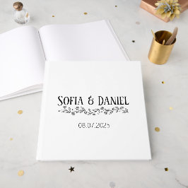 Livro De Visitas Casamento com contorno de margarida floral simples
